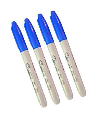 Blue Sharpie Marker - Fine Point Permanent Marker - 4 Pack
